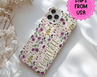 Custom Floral MAGSAFE case for iPhone 16, 15, 14, 13 Pro Max Plus, custom name tough case for iphone personalized gift for her under 50