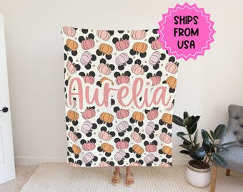 Personalized Halloween Blanket, Halloween gift pumpkin blanket throw, Halloween decor fall throw blanket couch autumn blanket