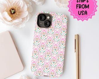 Benutzerdefinierte Blumen Handyhülle für iphone 16, 15, 14, 13 Pro Max, MAGSafe Iphone Hülle floral, rosa kokett botanische personalisierte Telefonhülle