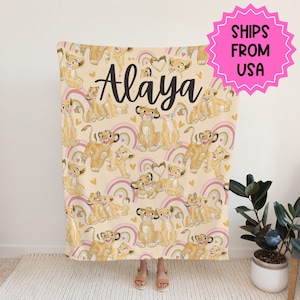 Personalized Lion King Blanket, Custom name lion blanket, simba blanket, nala blanket, disney gift under 50, neutral nursery decor