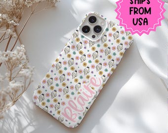 Halloween Ghost Phone Case Personalized, custom floral iPhone 14 13 12 11 Pro Max Samsung Galaxy S22 S23, halloween gift under 50