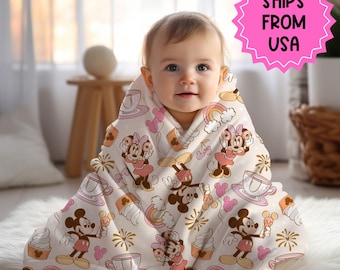 Manta personalizada de Mickey y Minnie Mouse de Disney, mantas mágicas de ratones con nombre personalizado, manta de Mickey y Minnie Mouse, manta de Minnie Mouse