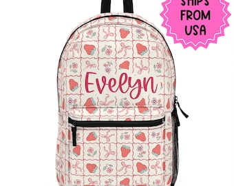 Cute Backpack Personalized Pink Bow preppy, Back to school girls bag Kids toddler Backpack Gifts for kids Girls Backpack, custom daycare bag