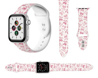 Pink Bögen Uhrenarmband Apple Watch für 38 mm 40 mm 41 mm 42 mm 44 mm Silikon Apple Watch Armband Damen Kokette Band