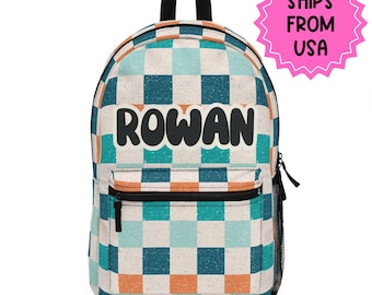 Personalized Backpack Checkered, Back to school boys bag Kids toddler Backpack, Gifts for kids Girls and Boys Backpack, custom daycare bag