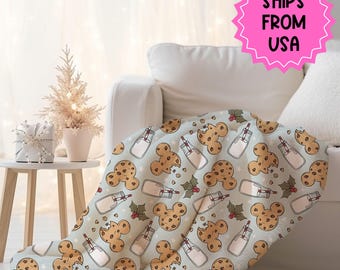 Manta Minky personalizada con galletas navideñas azules de Disney, regalo Disney, manta para bebés, niños pequeños y adultos