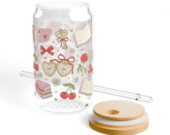 Taza de café de cristal para amantes de los libros, idea de regalo para amantes de los libros, vaso de lectura para chicas del club de lectura, set de regalo inspirado en los libros para rellenar medias