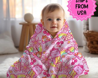 Cobertor rosa personalizado, roupa de cama infantil personalizada, cobertor colorido para criança, presente para filha, decoração de dopamina Kidcore, manta de sofá kawaii