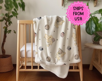 Coperta Minky Winnie the Pooh, coperta gialla per neonati Winnie the Pooh, coperta per bambini piccoli, decorazioni Disney, regalo Disney, regalo sotto i 100