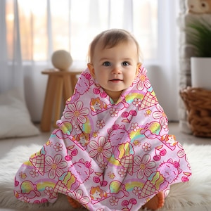 Personalized pink blanket custom kids bedding colorful toddler blanket gift for daughter kidcore dopamine decor kawaii couch throw