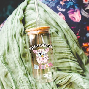 Nostalgic glass can, Preppy funny glass cup with bamboo lid glass straw, Cute Cup Beer Can Iced Coffee Glass Cup Cute gift for her