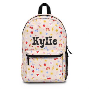 Personalized girl Backpack smiley face, Back to school Gifts for kids Girls Backpack, Kids toddler Backpack, custom daycare bag