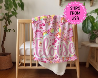 Cobertor rosa personalizado, roupa de cama infantil, cobertor colorido para presente de criança para filha, decoração de dopamina Kidcore, manta de sofá kawaii PERSONALIZADA