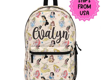 Personalized Backpack disney princesses, Back to school girls bag Kids toddler Backpack, Gifts for kids Girls Backpack, custom daycare bag