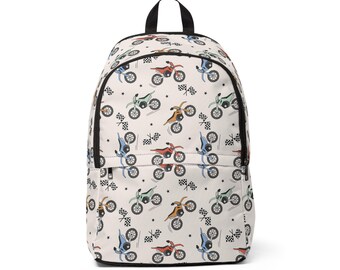 Copy of topher Backpack | Kids Motorcycle Pattern