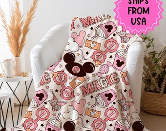 Manta rosa de Disney, manta de Minnie Mouse, manta de Mickey Mouse, regalo de viaje de Disney, regalo de Disney para bebé adulto, regalo de Navidad, regalo de cumpleaños