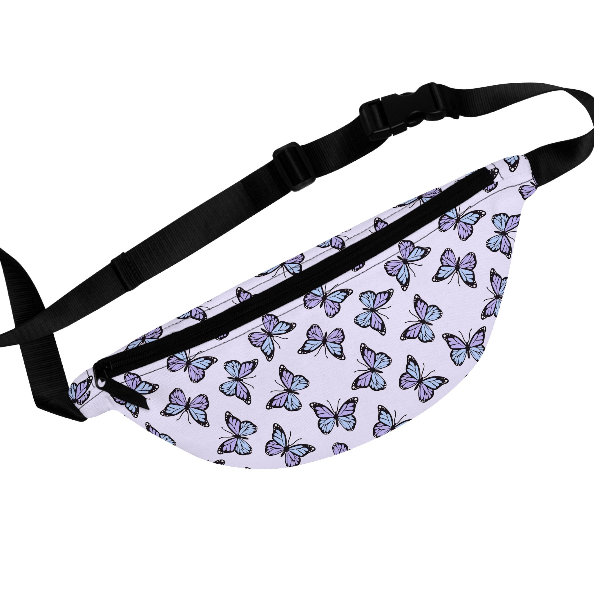 Personalized Purple Butterfly Fanny Pack | Customizable Waist Bag | Parent-Child Crossbody Travel Bag | Birthday Gift for Her