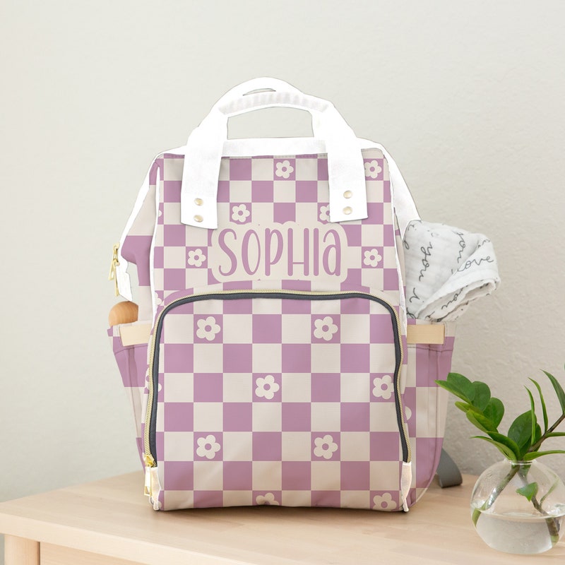 Diaper Bag Set - Black & White Checkered main image 1