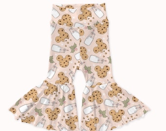 Pink Christmas Baby bell bottoms, disney flare pants, kids bell bottoms, minnie mouse bell bottoms, pink disney pants for kids and toddler