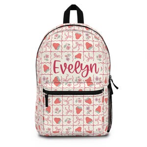 Joli sac à dos personnalisé avec noeud rose preppy, sac de rentrée pour filles, sacs à dos pour tout-petits, cadeaux pour enfants, sac à dos pour filles, sac de garderie personnalisé