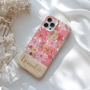 Personalized Pink Floral boho tough phone case for iPhone 16, 15, 14, 13, 11, iPhone 12 Mini, iPhone x, XS, iPhone 8, 7, Plus, 12, XR
