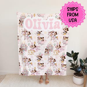 Personalized disney blanket, custom name disney blanket, minnie mouse blanket, micky mouse blanket, Disney Baby Adult Gift, Birthday Gift