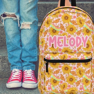 Sac à dos scolaire personnalisé pour enfants, sac à dos floral personnalisé pour tout-petits, sac à dos prénom personnalisé pour adultes, cadeau d'anniversaire pour sac à dos monogramme