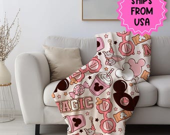 Manta rosa de Disney, manta de Minnie Mouse, manta de Mickey Mouse, regalo de viaje de Disney, regalo de Disney para bebé adulto, regalo de Navidad, regalo de cumpleaños