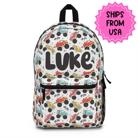 Personalized Backpack Trucks, Back To School Boys Bag Kids Toddler