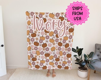 Personalized Halloween Blanket, Halloween gift, pumpkin blanket Halloween throw, Halloween decor fall throw blanket couch autumn blanket