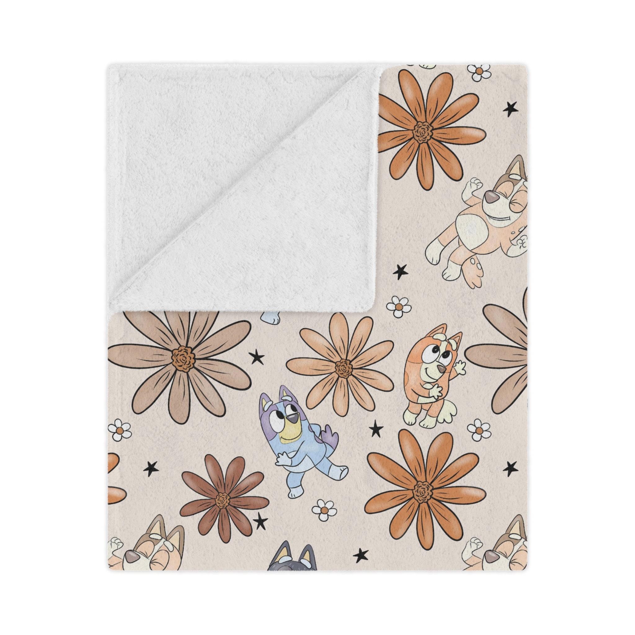 Boho BlueyDad And Bingo Minky Blanket, Blue Dog Blanket, Sister Dogs