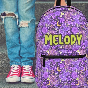 Sac à dos scolaire personnalisé pour enfants, sac à dos floral personnalisé pour tout-petits, sac à dos prénom personnalisé pour adultes, cadeau d'anniversaire pour sac à dos monogramme