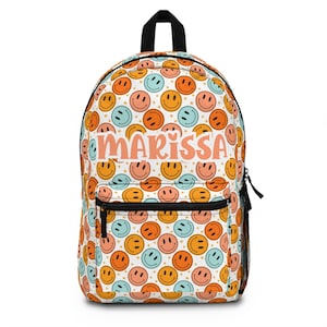 Smiley personnalisé pour sac à dos, sac de rentrée pour filles, sac à dos pour tout-petits, cadeaux pour sac à dos pour filles, sac de garderie personnalisé