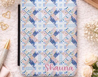 Patchwork Quilt Pattern Kindle Case | Personalized Name Option
