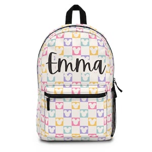 Sac à dos personnalisé à carreaux Disney, sac de rentrée pour filles, sac à dos pour tout-petits, cadeaux pour sac à dos pour filles, sac de garderie personnalisé