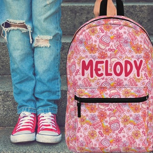 Sac à dos scolaire personnalisé pour enfants, sac à dos floral personnalisé pour tout-petits, sac à dos prénom personnalisé pour adultes, cadeau d'anniversaire pour sac à dos monogramme