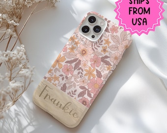 Personalisierte rosa Blumen widerstandsfähige Telefonhülle für iPhone 15, 14, 13 pro max, MAGSafe Blumen-iPhone-Hülle maßgeschneiderte Vintage botanische iPhone-Hülle