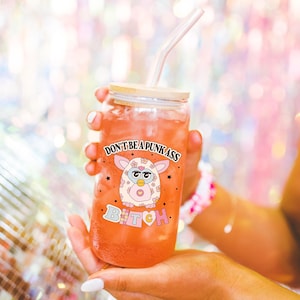 Nostalgic glass can, Preppy funny glass cup with bamboo lid glass straw, Cute Cup Beer Can Iced Coffee Glass Cup Cute gift for her