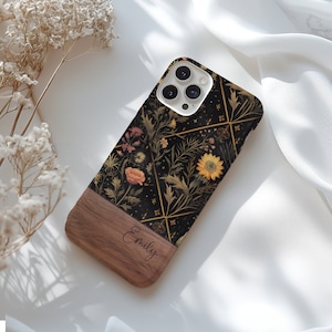 Coque de téléphone MAGSAFE foncée personnalisée pour iphone 16, 15, 14, 13 Pro Max, étui de téléphone sombre pour milieu universitaire, étui pour iphone MAGSAFE floral foncé
