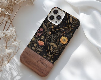 Custom dark cottagecore phone case MAGSAFE for iphone 16, 15, 14, 13 Pro Max, dark academia phone case, dark floral MAGSAFE iphone case
