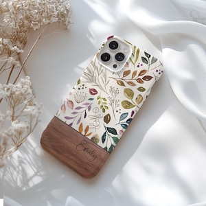 Coque de portable fleurie personnalisée pour iphone 16, 15, 14, 13 Pro Max, coque Iphone MAGSAFE fleurie, coque de portable personnalisée botanique vintage