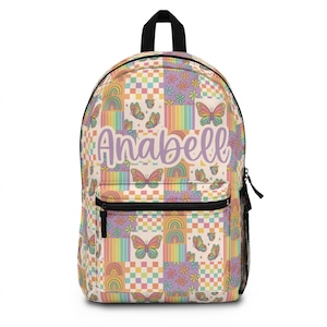 Sac à dos personnalisé en patchwork de papillons, sac de rentrée pour filles, sac à dos pour tout-petits, cadeaux pour sac à dos pour filles, sac de garderie personnalisé