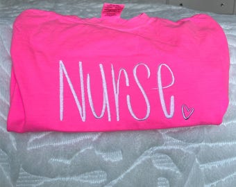 Embroidered Nurse T-Shirt | Comfort Colors® | Minimalist Nurse Shirt | Cute Simple Medical Tee | Nurse Gift