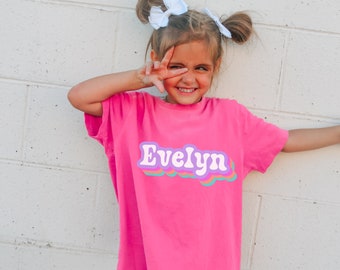 Retro Kids Name Shirt, Personalized Kids Shirt, Personalized Girl Name Shirt, Custom Name Boy Girl Tshirt, Custom Girl Tee, Custom Boy Tee