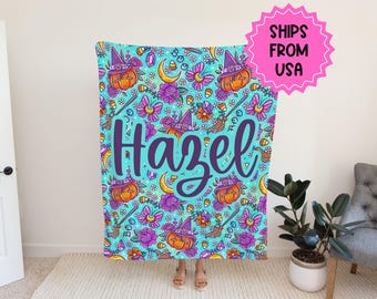 Personalized Halloween Blanket, Halloween gift, pumpkin blanket Halloween throw, Halloween decor fall throw blanket couch autumn blanket