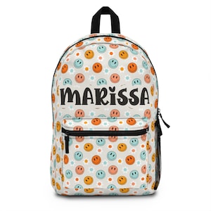 Smiley personnalisé pour sac à dos, sac de rentrée pour filles, sac à dos pour tout-petits, cadeaux pour sac à dos pour filles, sac de garderie personnalisé