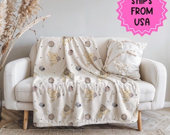 Coperta Minky Winnie the Pooh, coperta gialla per neonati Winnie the Pooh, coperta per bambini piccoli, decorazioni Disney, regalo Disney, regalo sotto i 100