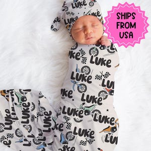Personalized Baby Boy Swaddle Blanket Hat Set , dirt bike swaddle, hospital reveal outfit baby boy baby shower gift, receiving blanket boy