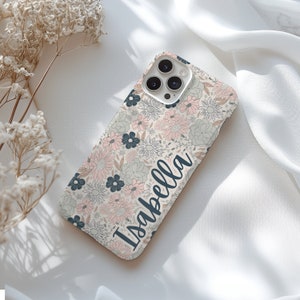 Personalized Name Boho Floral tough phone case for iPhone 15, 14, 13, 11, iPhone 12 Mini, iPhone x, XS, iPhone 8, 7, SE 2020, Plus, 12, XR