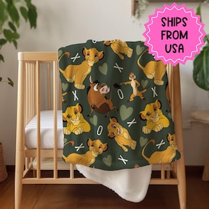 Manta unisex personalizada del Rey León, manta verde para bebé para ropa de cama infantil.